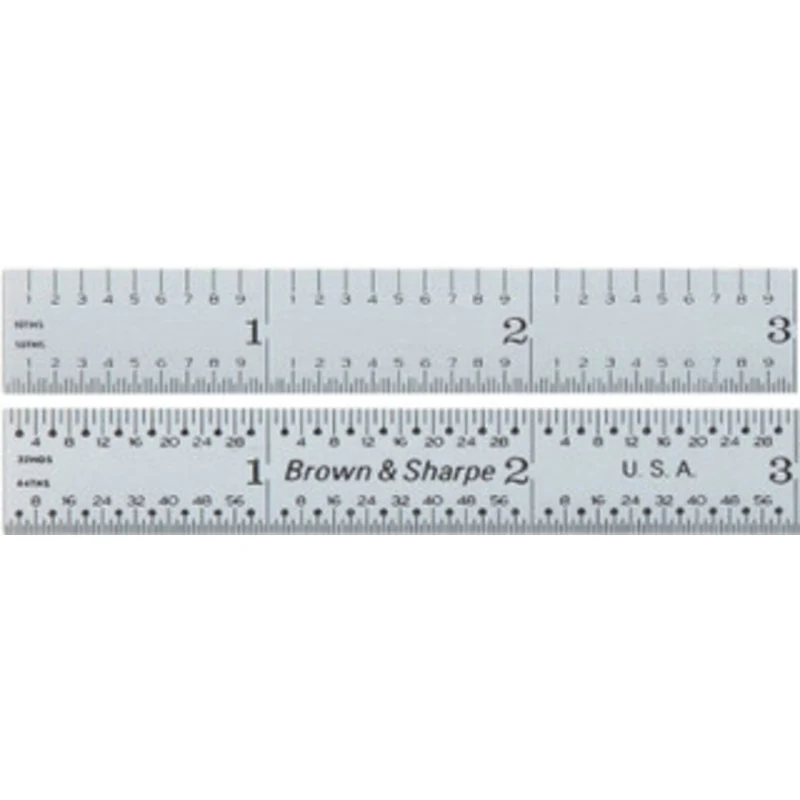 Brown & Sharpe 6 Steel Rule, Chrome Finish, Flexible 5R Graduation - 599-323-603